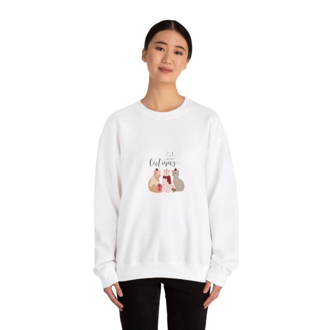 Cozy Holiday Cat Sweatshirt – Festive Unisex Crewneck - Image 3