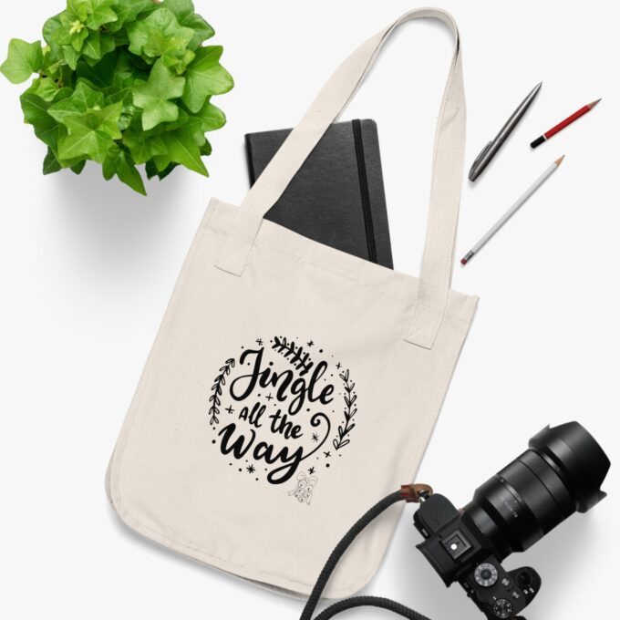 Jingle All The Way Tote Bag – Festive Organic Canvas Bag - Image 2