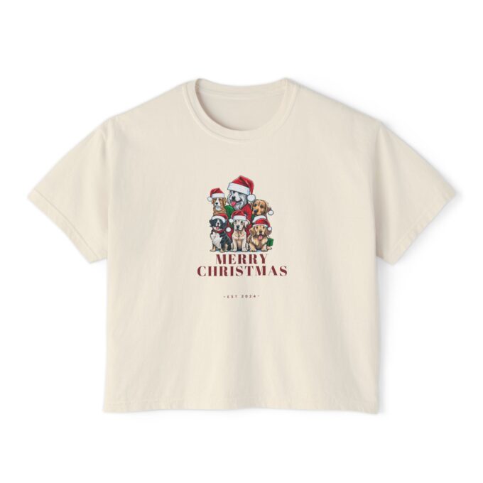 Christmas Dog Tee – Fun and Festive Women’s Boxy Tee - Image 4