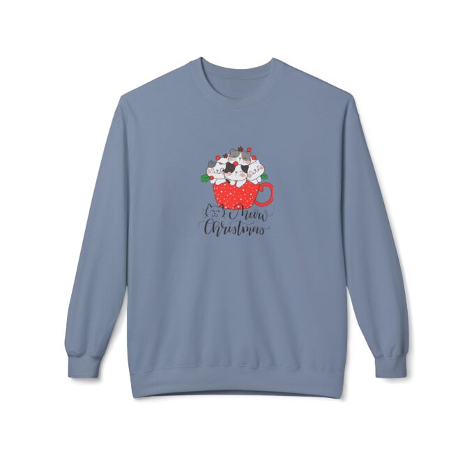 Meowy Christmas Sweater – Festive Unisex Fleece Crewneck - Image 7