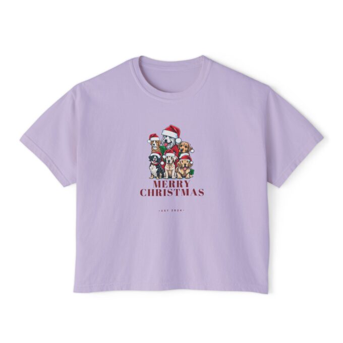 Christmas Dog Tee – Fun and Festive Women’s Boxy Tee - Image 5