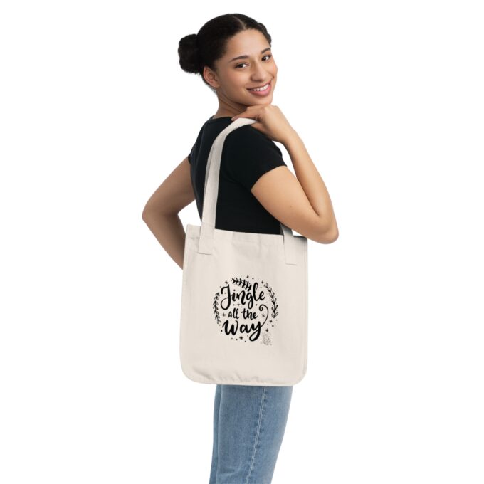 Jingle All The Way Tote Bag – Festive Organic Canvas Bag - Image 3