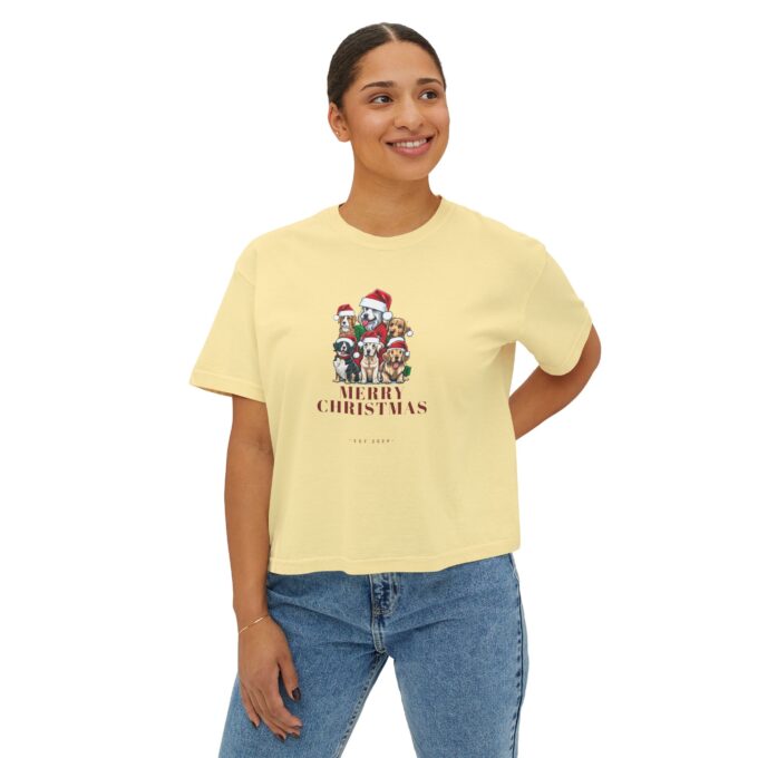 Christmas Dog Tee – Fun and Festive Women’s Boxy Tee - Image 2