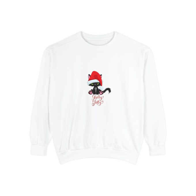 Holly Jolly Black Cat Christmas Crewneck – Festive Cat Lover’s Sweatshirt - Image 2