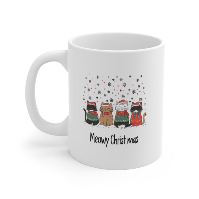 Jingle All The Way mug Meowy Christmas holiday mug Festive holiday mug 11oz Cat Christmas mug Holiday coffee mug