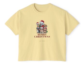 Christmas dog tee Women’s boxy tee Holiday dog shirt Festive women’s tee Christmas shirt for dog lovers