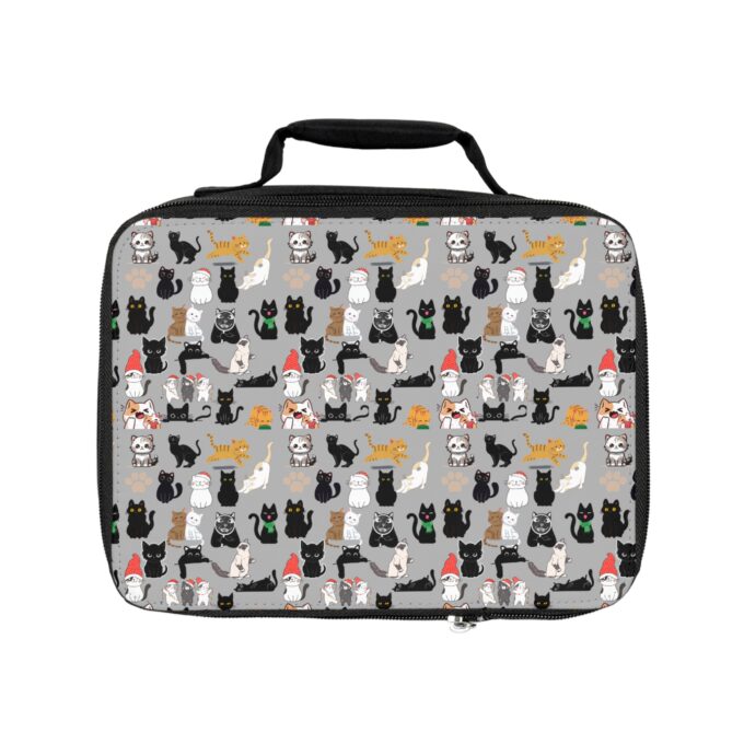 Black cat lunch bag Stylish insulated lunch carrier Cat-themed lunch bag Durable and functional lunch tote