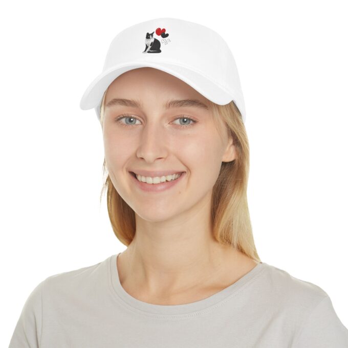 Black Cat Valentine Cap - Low Profile Baseball Cap - Image 12