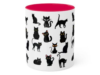 Black cat Christmas mug Festive holiday drinkware Cat lover gift idea Holiday ceramic mug