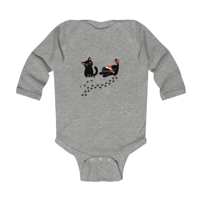 Gothic Cat Christmas Infant Long Sleeve Bodysuit - Holiday Babywear - Image 3