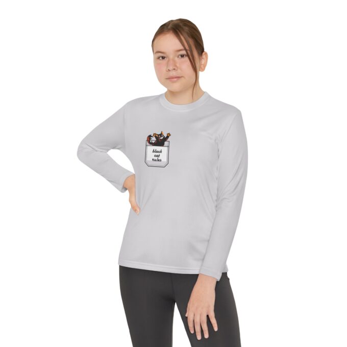 Black Cat Christmas Youth Long Sleeve Tee – Festive Fun - Image 6