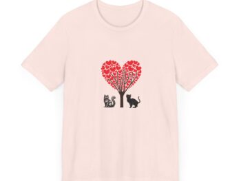 Gothic cat T-shirt Unisex Valentine’s tee Jersey short sleeve shirt Gothic apparel gift