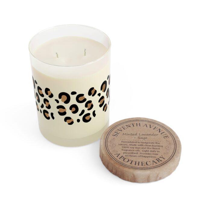 Leopard print scented candle Luxurious glass candle Home fragrance candle Stylish aromatherapy candle