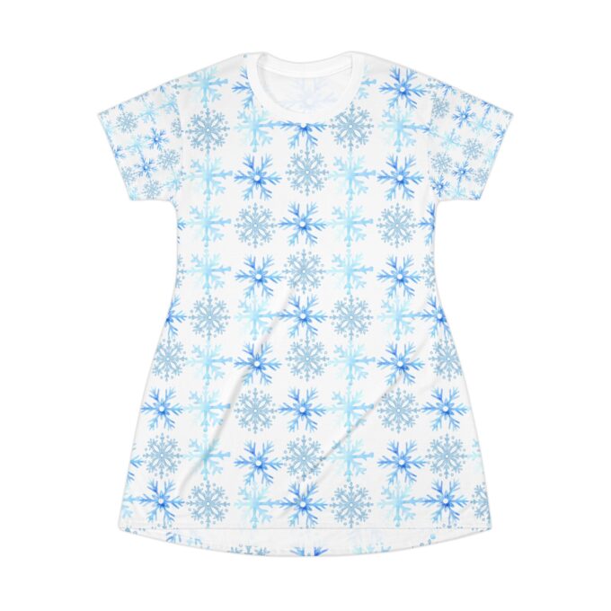 Christmas t-shirt dress Snowflake print dress Winter holiday dress Women’s festive clothing