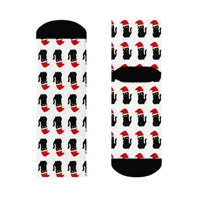 Gothic Cat Christmas Crew Socks – Perfect for Cat Lovers! - Image 4