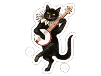 Gothic cat stickers Black cat stickers Music lover stickers Holiday kiss-cut stickers