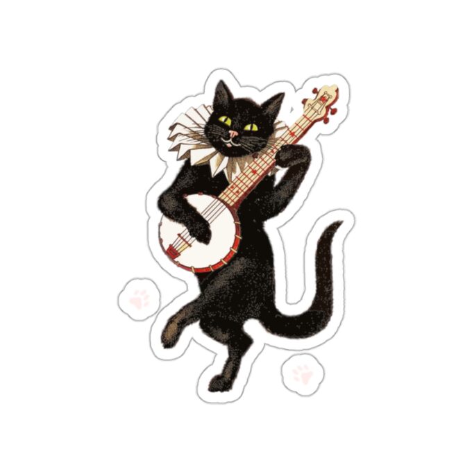 Gothic cat stickers Black cat stickers Music lover stickers Holiday kiss-cut stickers