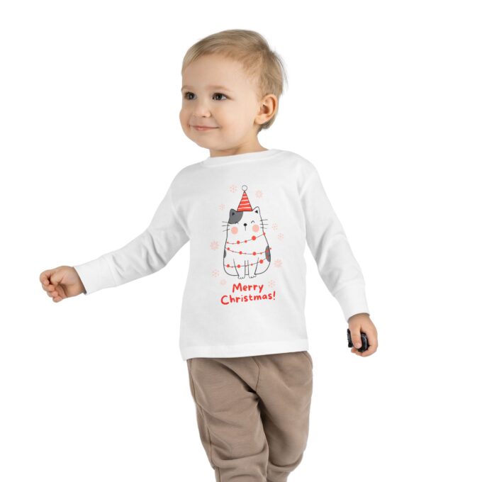 Gothic Cat Christmas Toddlers Long Sleeve Tee – Festive & Cozy - Image 3