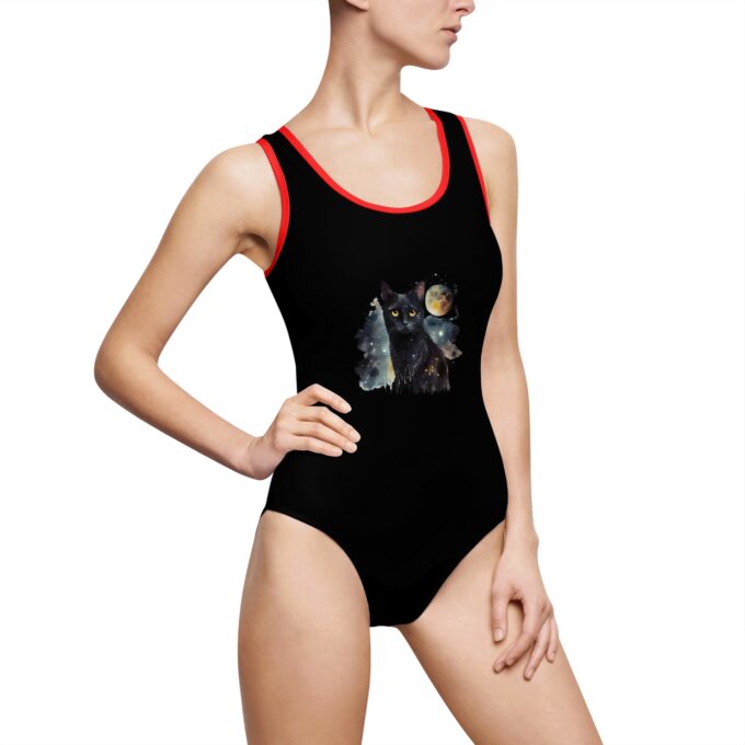 Black Cat Women’s Classic One-Piece Swimsuit – Elegant & Stylish - Image 4