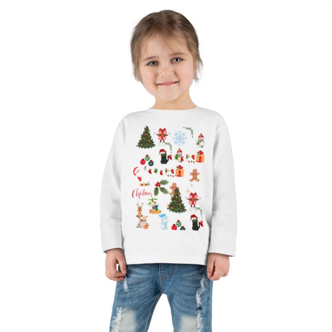 Gothic Cat Christmas Toddler Long Sleeve Tee – Cozy & Unique Holiday Style - Image 3