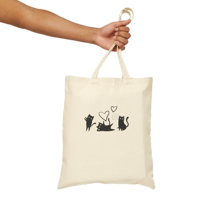 Black Cat Valentine Cotton Canvas Tote Bag - Image 5