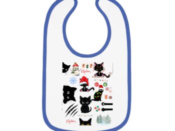 Christmas baby bib Gothic cat bib Holiday bib for babies Baby bib with contrast trim Christmas gift for babies
