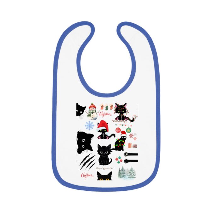 Christmas baby bib Gothic cat bib Holiday bib for babies Baby bib with contrast trim Christmas gift for babies