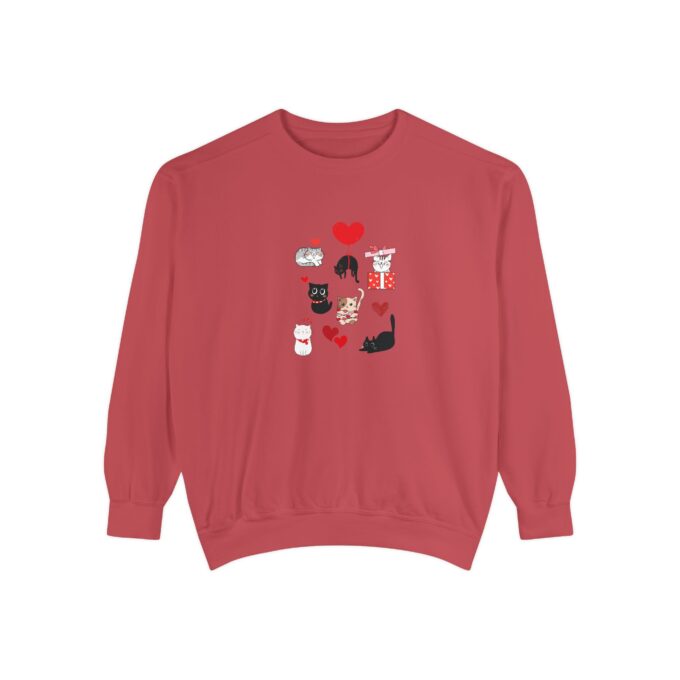 Black Cat Valentine Unisex Garment-Dyed Sweatshirt - Image 22