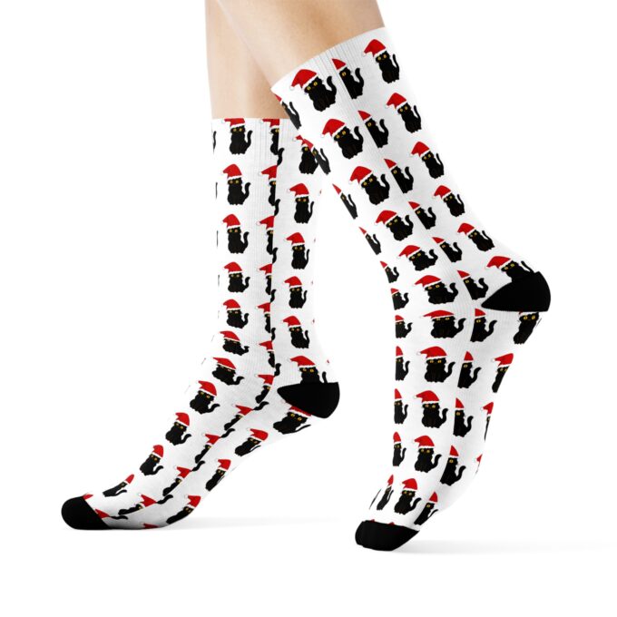 Gothic Cat Christmas Crew Socks – Perfect for Cat Lovers! - Image 8