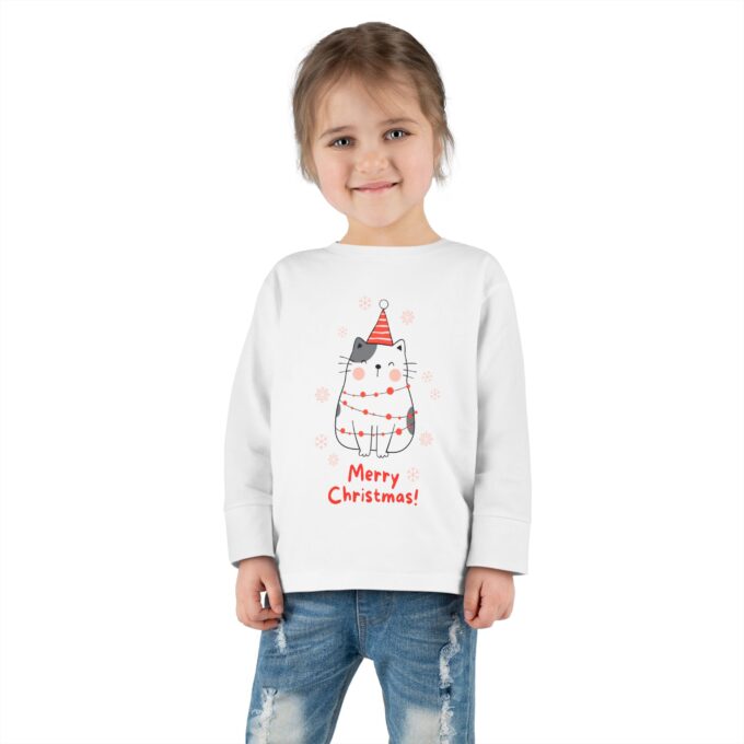 Gothic Cat Christmas Toddlers Long Sleeve Tee – Festive & Cozy - Image 4