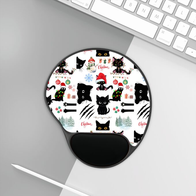 Gothic Cat Christmas Mouse Pad With Wrist Rest - Image 3