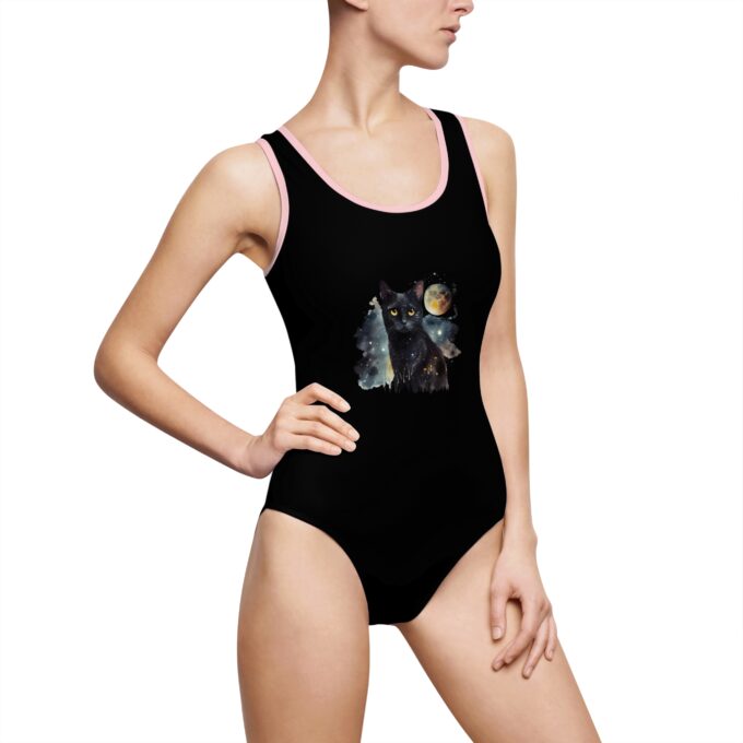 Black Cat Women’s Classic One-Piece Swimsuit – Elegant & Stylish - Image 8