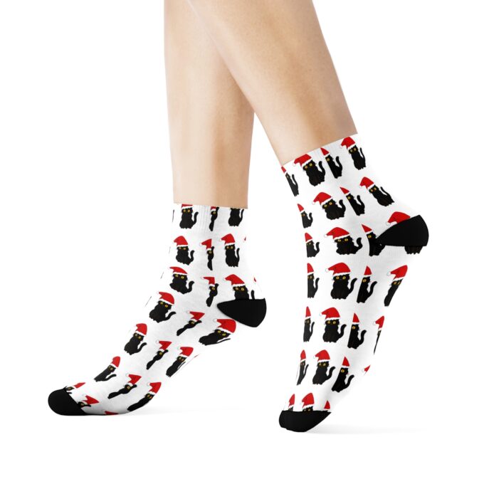 Gothic Cat Christmas Crew Socks – Perfect for Cat Lovers! - Image 5