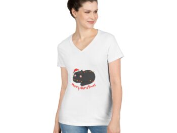 Gothic Christmas shirt Gothic cat V-neck T-shirt Christmas ladies' V-neck Alternative holiday shirt