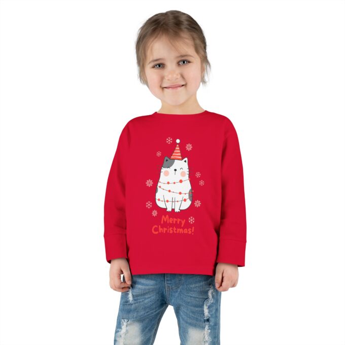 Gothic Cat Christmas Toddlers Long Sleeve Tee – Festive & Cozy - Image 16