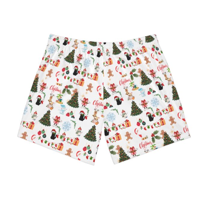 Gothic Cat Christmas Men’s Beach Shorts – Unique Holiday Gift - Image 3