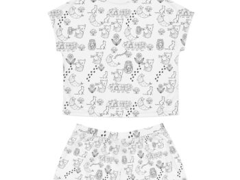 Black cat Valentine pajamas Women’s short pajama set Comfortable Valentine’s sleepwear Cute cat-themed loungewear