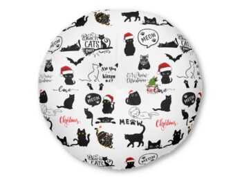 Gothic Christmas décor Tufted floor pillow Black cat holiday gift Unique home accents