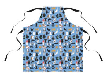 Black cat apron Stylish cooking apron Cat-themed kitchen accessory Durable and adjustable apron