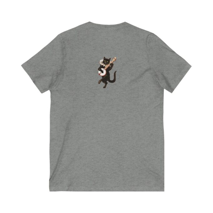 Black Cat Christmas V-Neck Tee – Unisex Holiday Shirt - Image 2