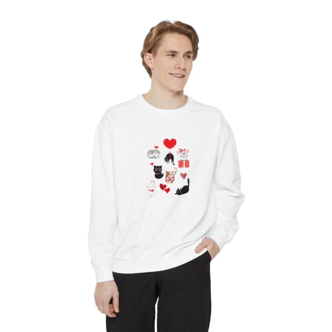 Black Cat Valentine Unisex Garment-Dyed Sweatshirt - Image 4