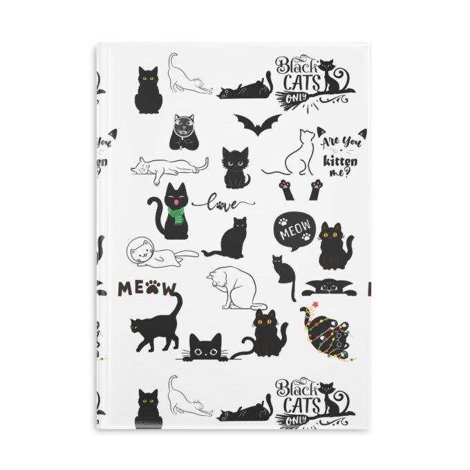 Gothic cat Christmas notebook Hardcover holiday notebook Puffy cover notebook Festive journal with gothic theme Christmas gift notebook