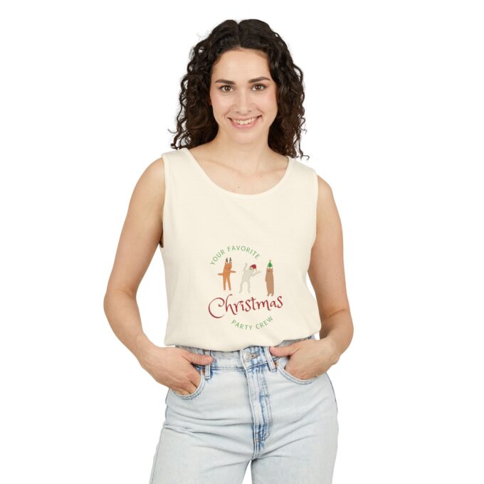 Gothic Cat Christmas Tank Top – Unisex Holiday Style - Image 10