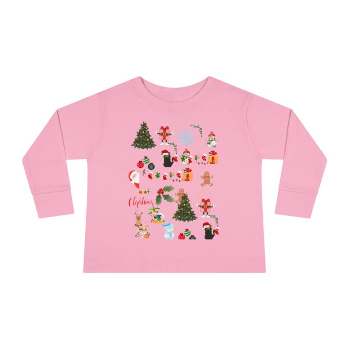 Gothic Cat Christmas Toddler Long Sleeve Tee – Cozy & Unique Holiday Style - Image 6