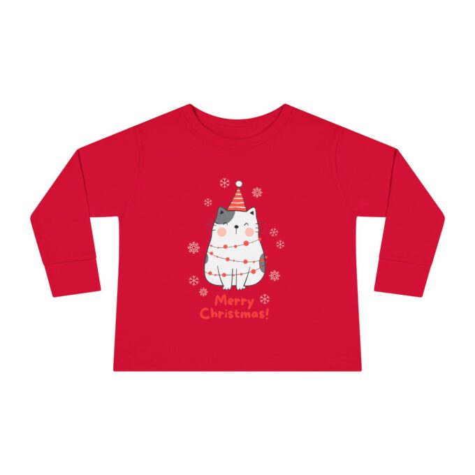 Gothic Cat Christmas Toddlers Long Sleeve Tee – Festive & Cozy - Image 13