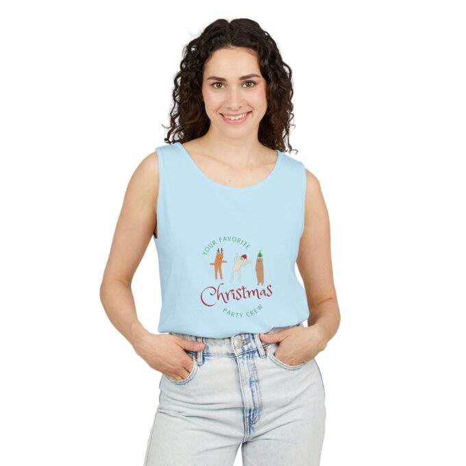 Gothic Cat Christmas Tank Top – Unisex Holiday Style - Image 11