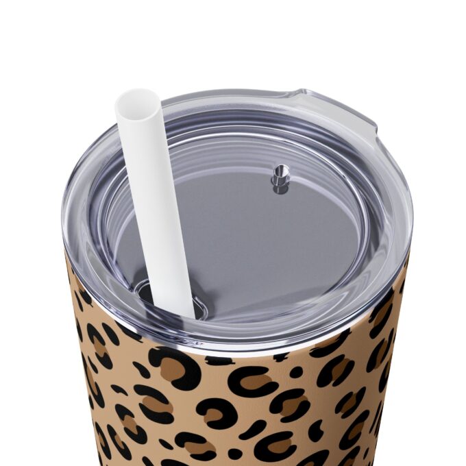 Leopard Skinny Tumbler with Straw – 20oz Stylish Drinkware - Image 5