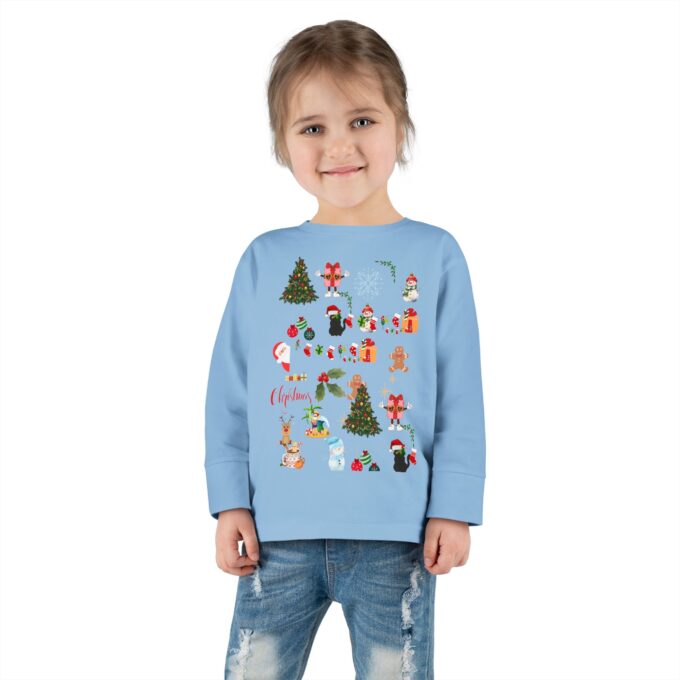 Gothic Cat Christmas Toddler Long Sleeve Tee – Cozy & Unique Holiday Style - Image 5