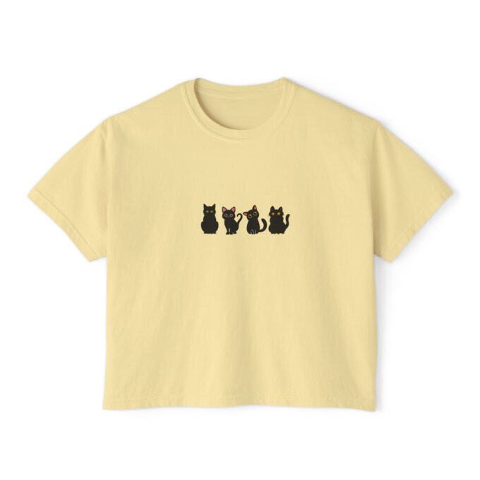 Black Cat Christmas Women's Boxy Tee–Stylish & Festive - Image 6
