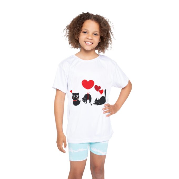 Black Cat Valentine Kids Sports Jersey - Wonderful Present for birthdays, Valentine’s Day - Image 4